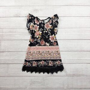 Rare Editions Toddler Girls Floral Dress Ruffle Sleeves Crochet Hem 3T